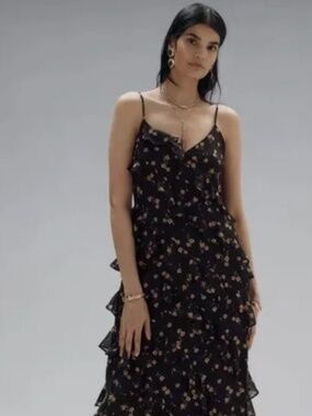 AFRM Ilaria Sweetheart Ruched Mesh Maxi Dress